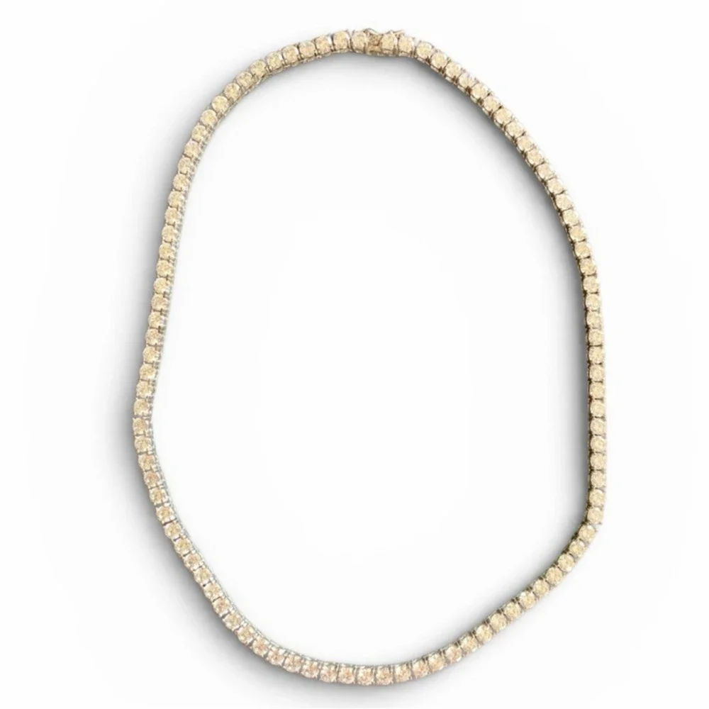 Sterling Silver Tennis Necklace Clear Cubic Zirconia 4mm Stones